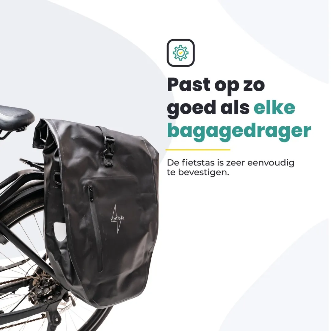 Voltano Luxe Fietstas Greek 28L - Zwart met motief - afbeelding 6 van 6