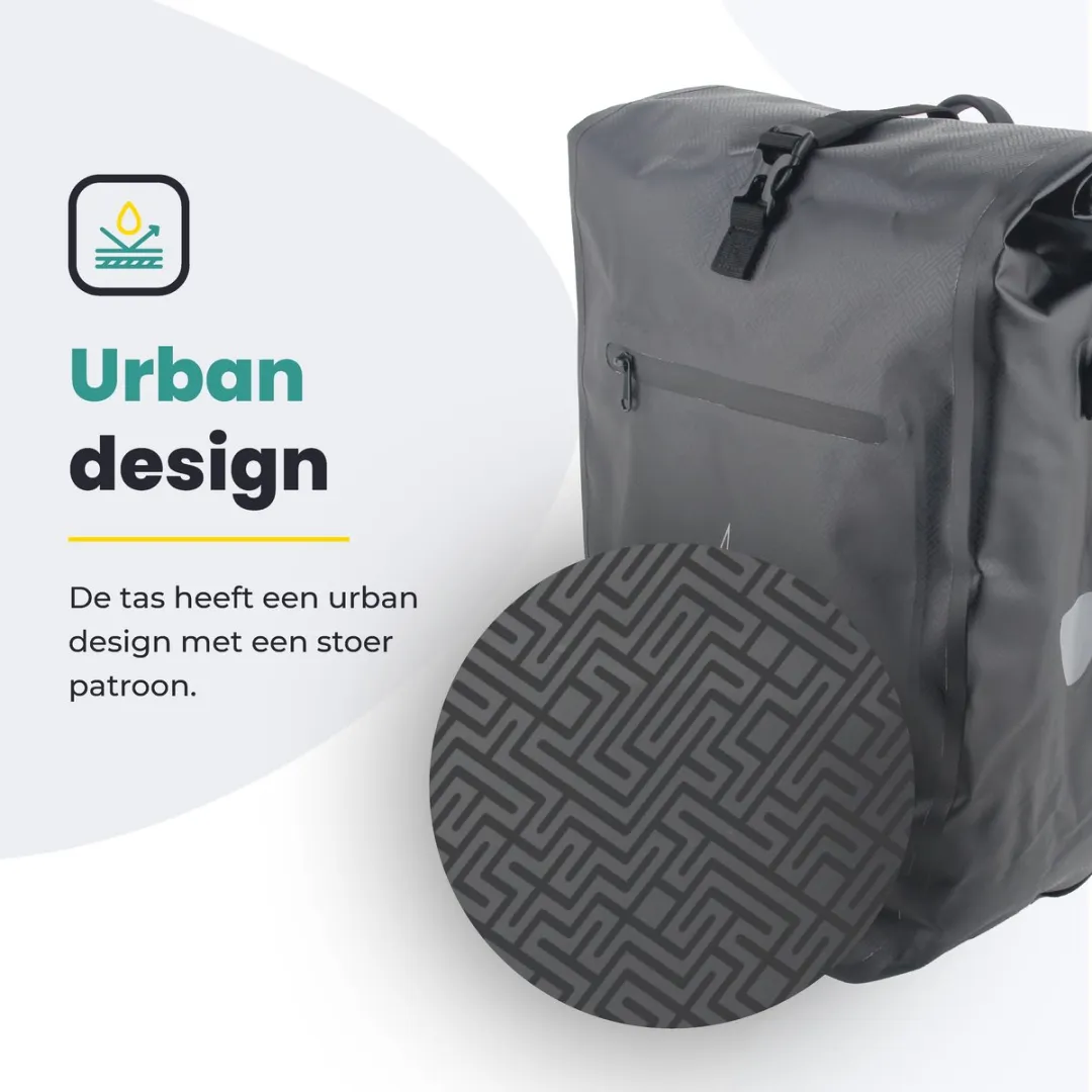 Voltano Luxe Fietstas Greek 28L - Zwart met motief