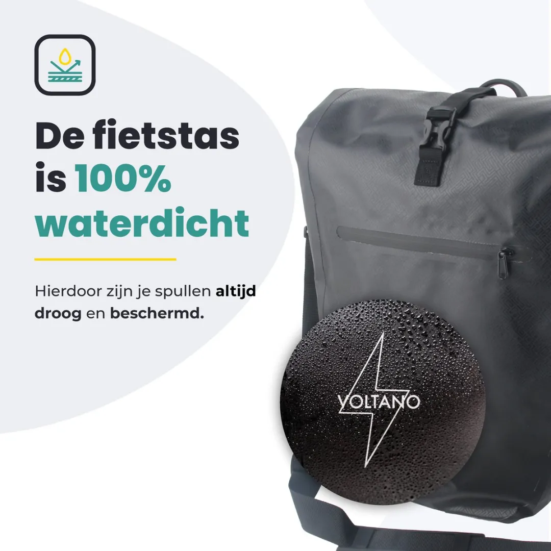 Voltano Luxe Fietstas Greek 28L - Zwart met motief