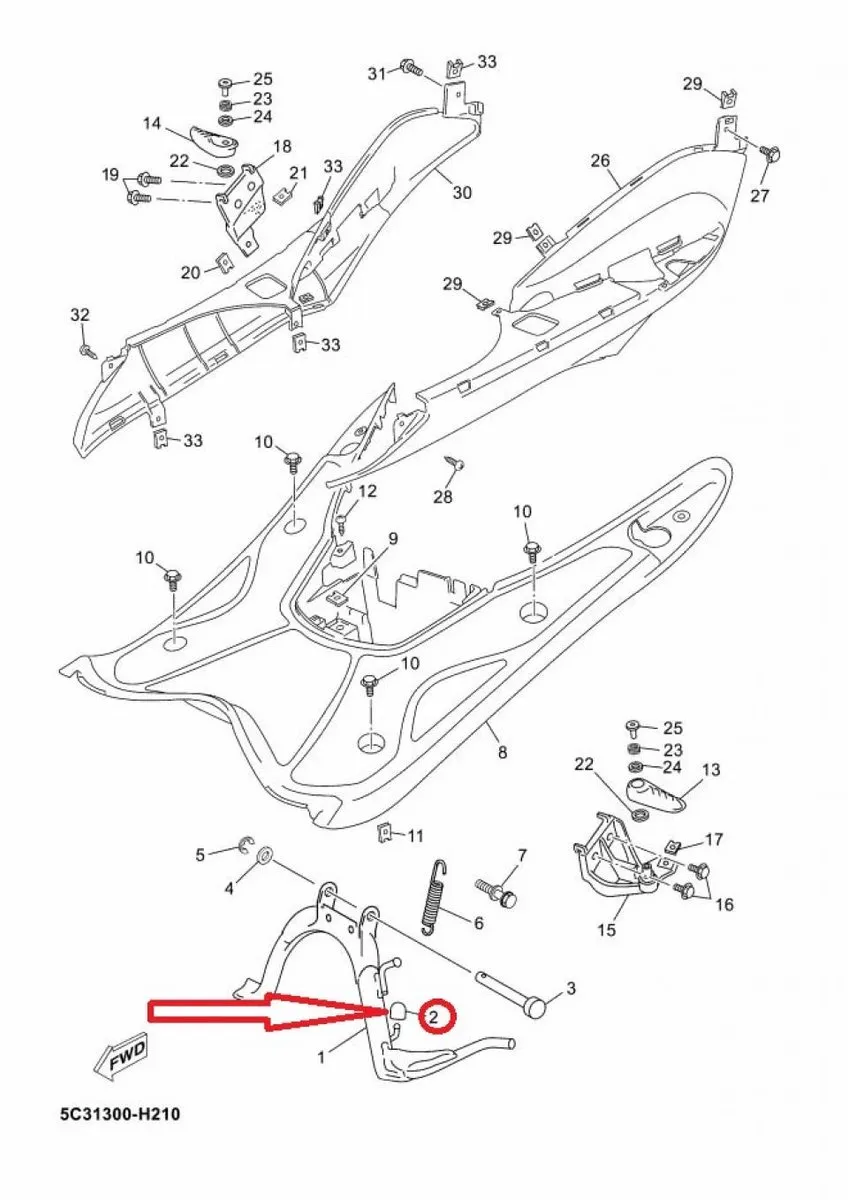 Yamaha 250 X-Max Tampon Béquille Centrale 3VR-27114