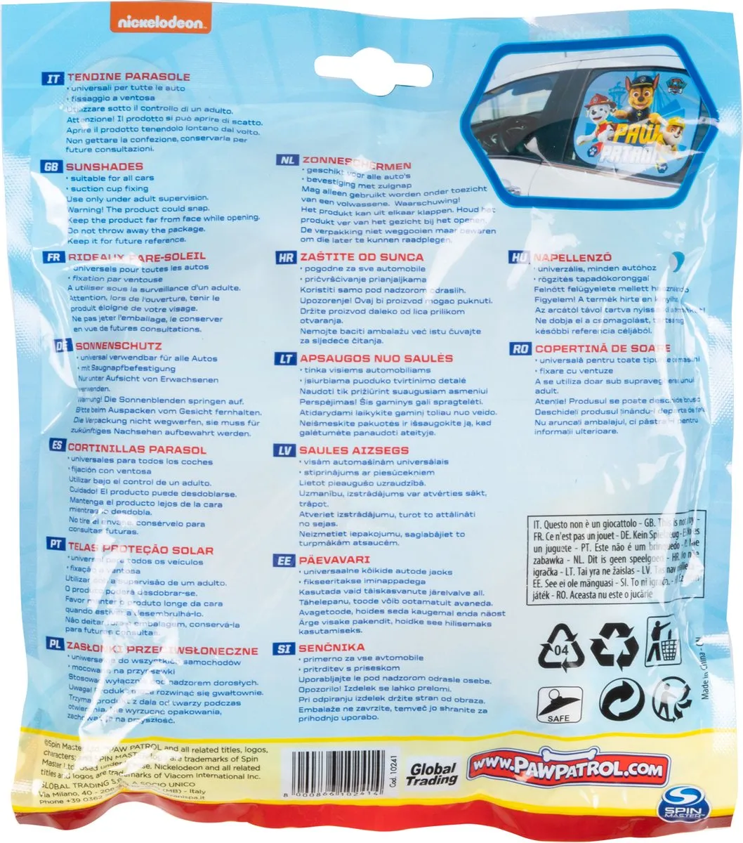 Nickelodeon Paw Patrol Pop-Up Zonnescherm - 2 Stuks Blauw