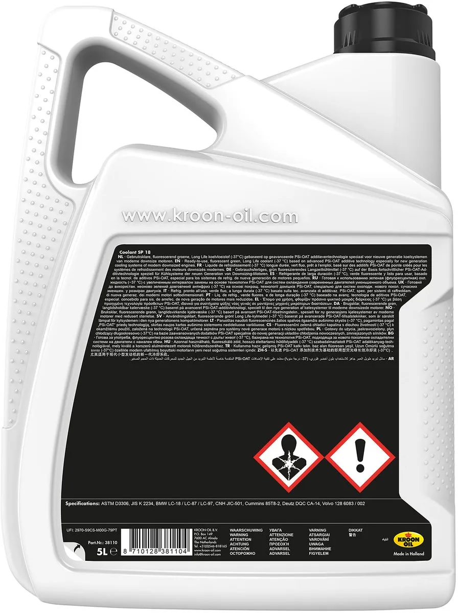 Kroon-Oil Coolant SP 18 Koelvloeistof 5L - Groen