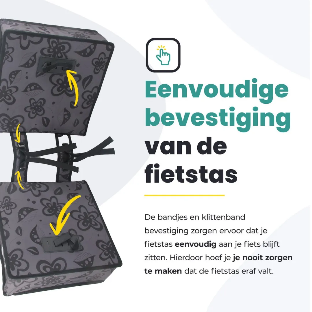 Voltano Dubbele Fietstas Floral Fusion 38L - Grijs met bloemen
