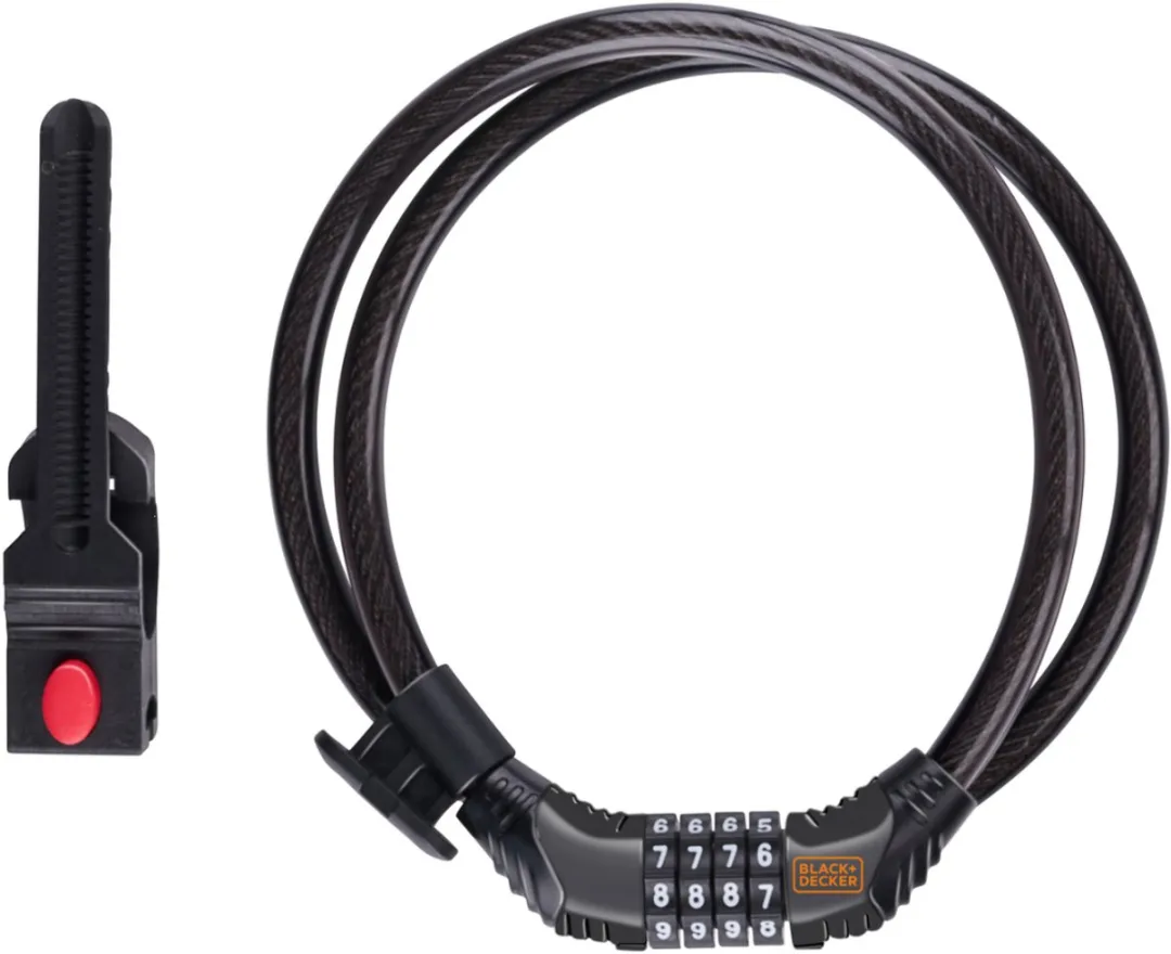 BLACK+DECKER Combinatieslot 180cm - 4 Cijfers - Zwart