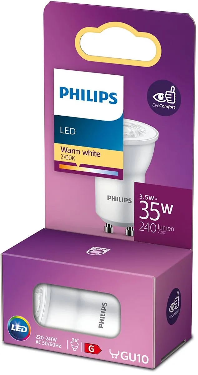 Philips LED PAR11 GU10 3.5W 240lm - 6 Stuks