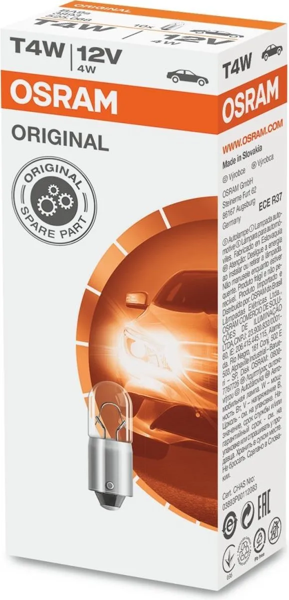 Osram Original Halogeenlamp BA9S 12V/4W - 2 Stuks - afbeelding 3 van 6