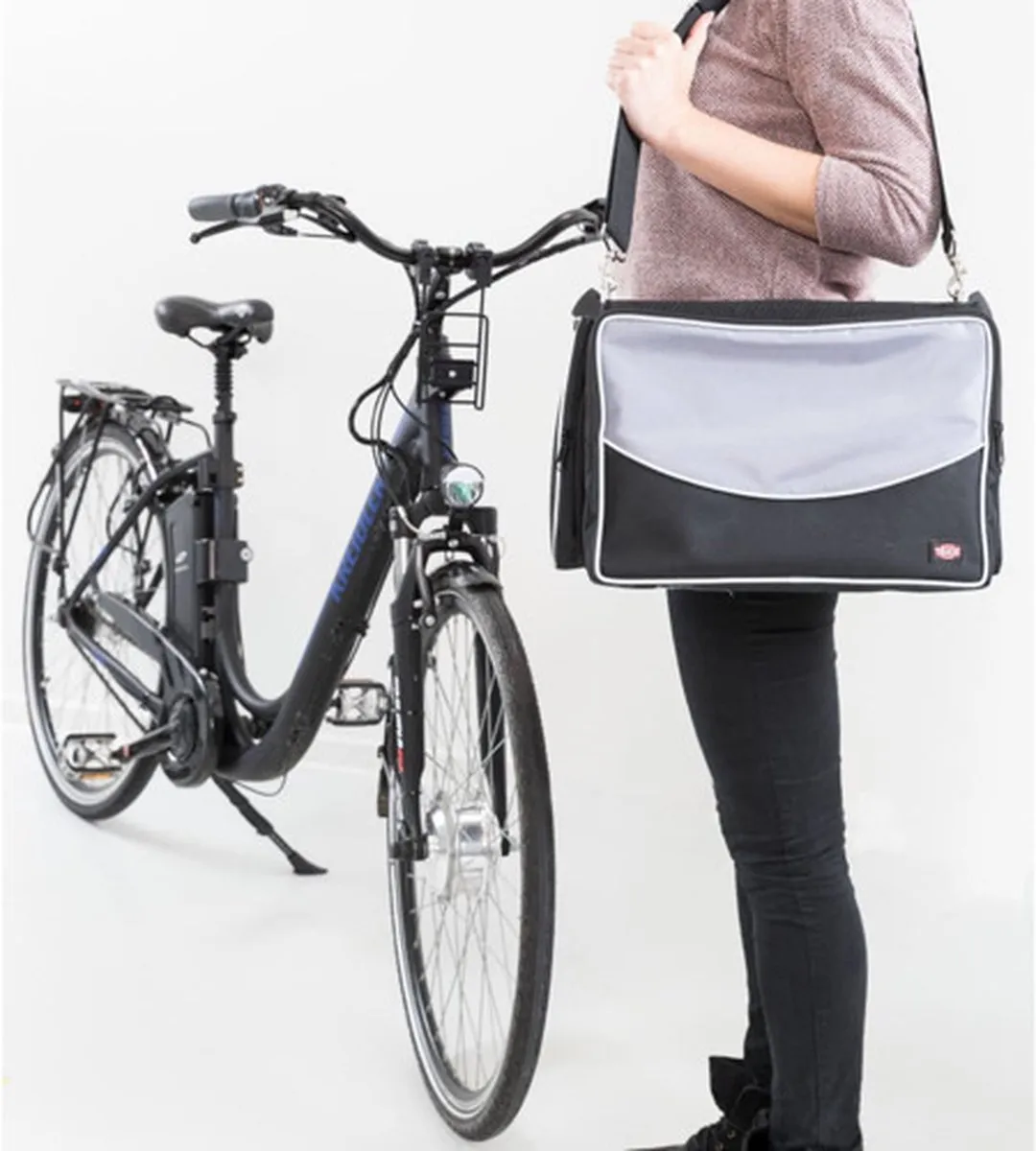 Trixie Stuur-Fietsmand Nylon Zwart/Grijs 41x26x26cm