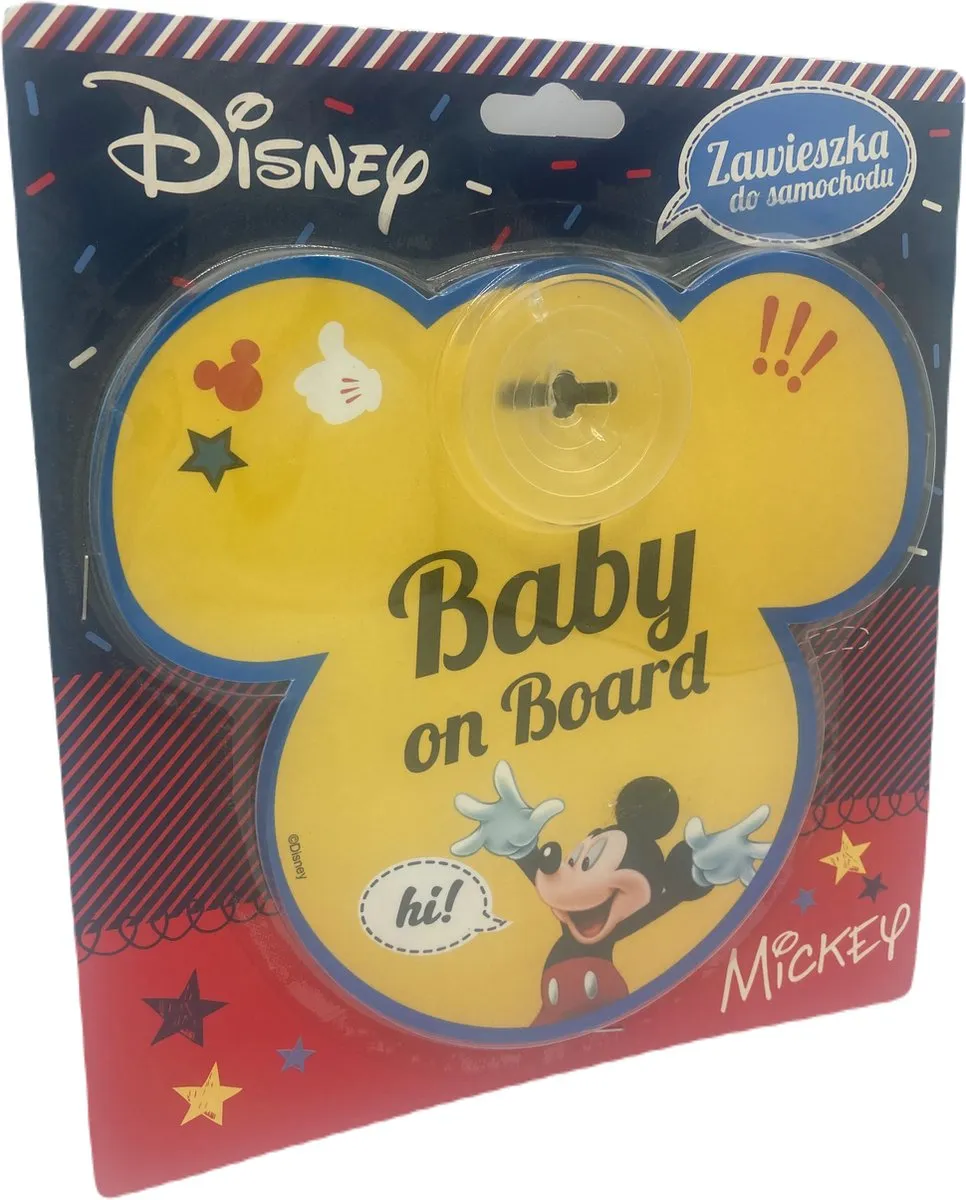 Disney Mickey Mouse Baby on Board Autobord - 13cm - Geel/Blauw - afbeelding 2 van 2