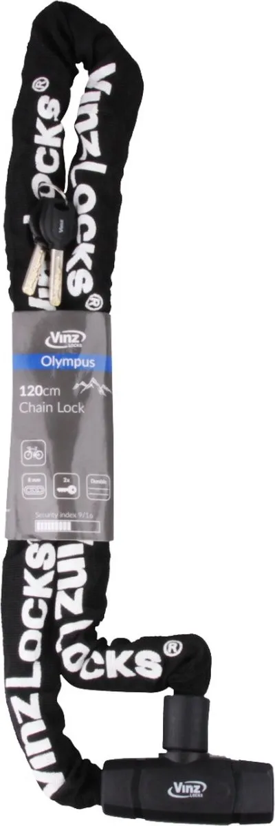 VINZ Olympus Kettingslot 8mm 120cm - Zwart