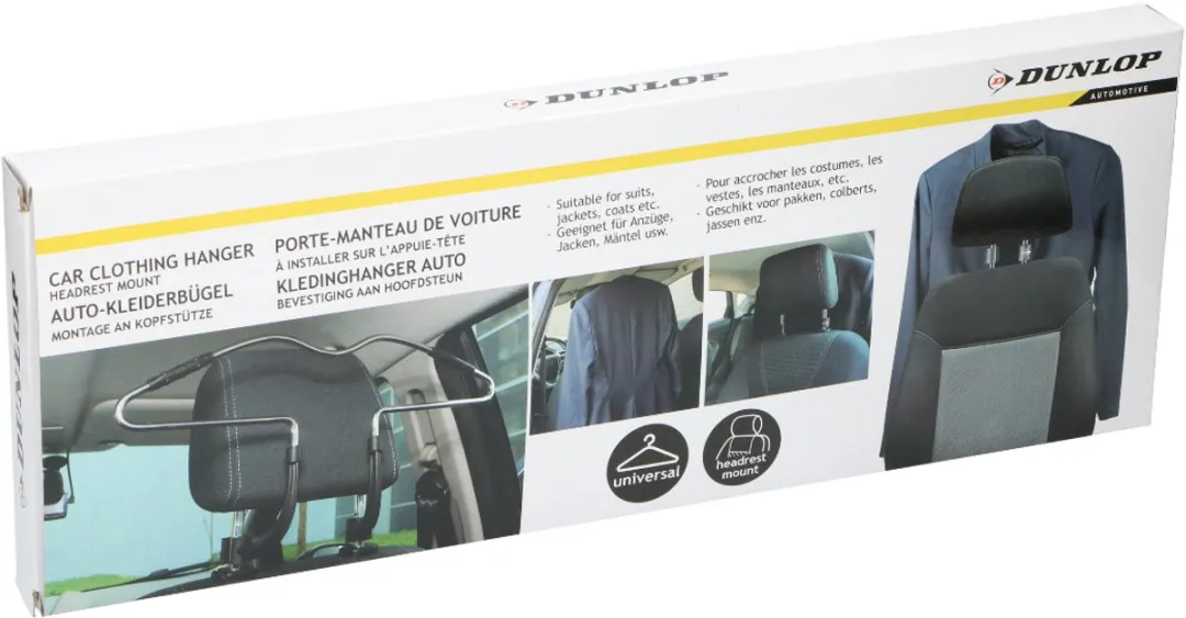 Dunlop Auto Kledinghanger Hoofdsteun - Chroom - 42,5x3x14,3cm
