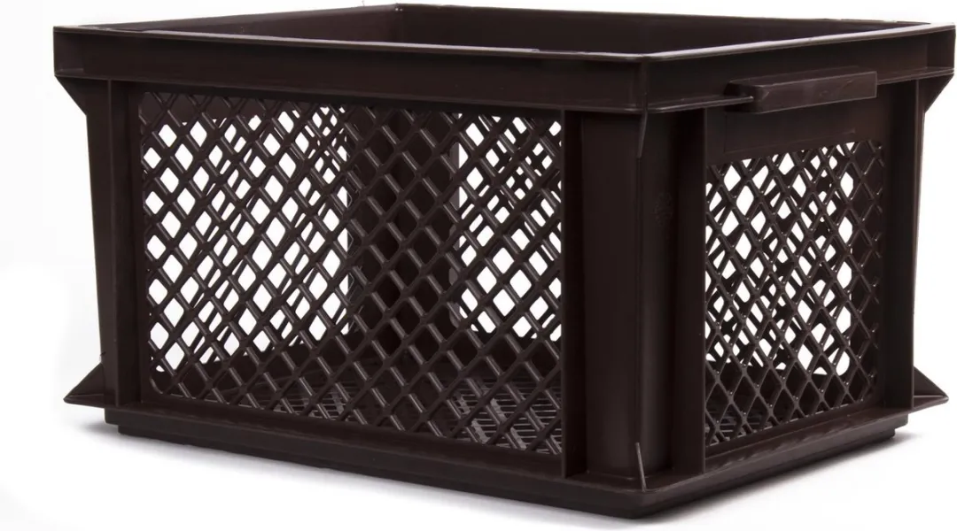 Lastpak Stevige kunststof fietskrat - geperforeerde bodem - bruin - 40x30x22 cm