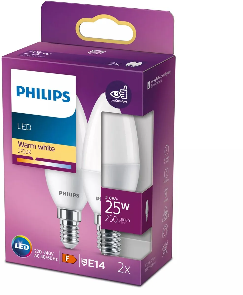 Philips LED Kaarslamp Mat 2.8W E14