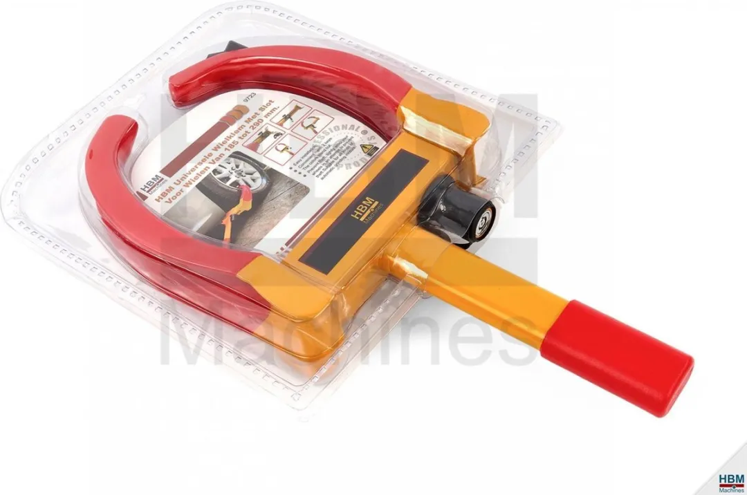 HBM Universele Wielklem 185-290mm - Met slot - Geel/Zwart/Rood