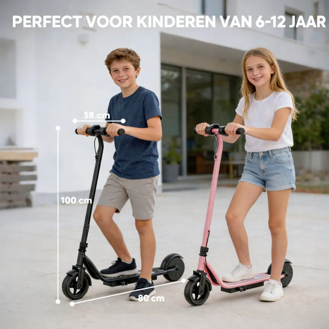 Stay-on Ladped Elektrische Kinderstep Zwart - 15 km/u - Bluetooth Speaker