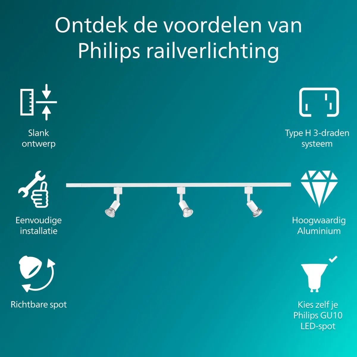 Philips EasyLink Tobia Spot GU10 15W Wit - 3 Stuks