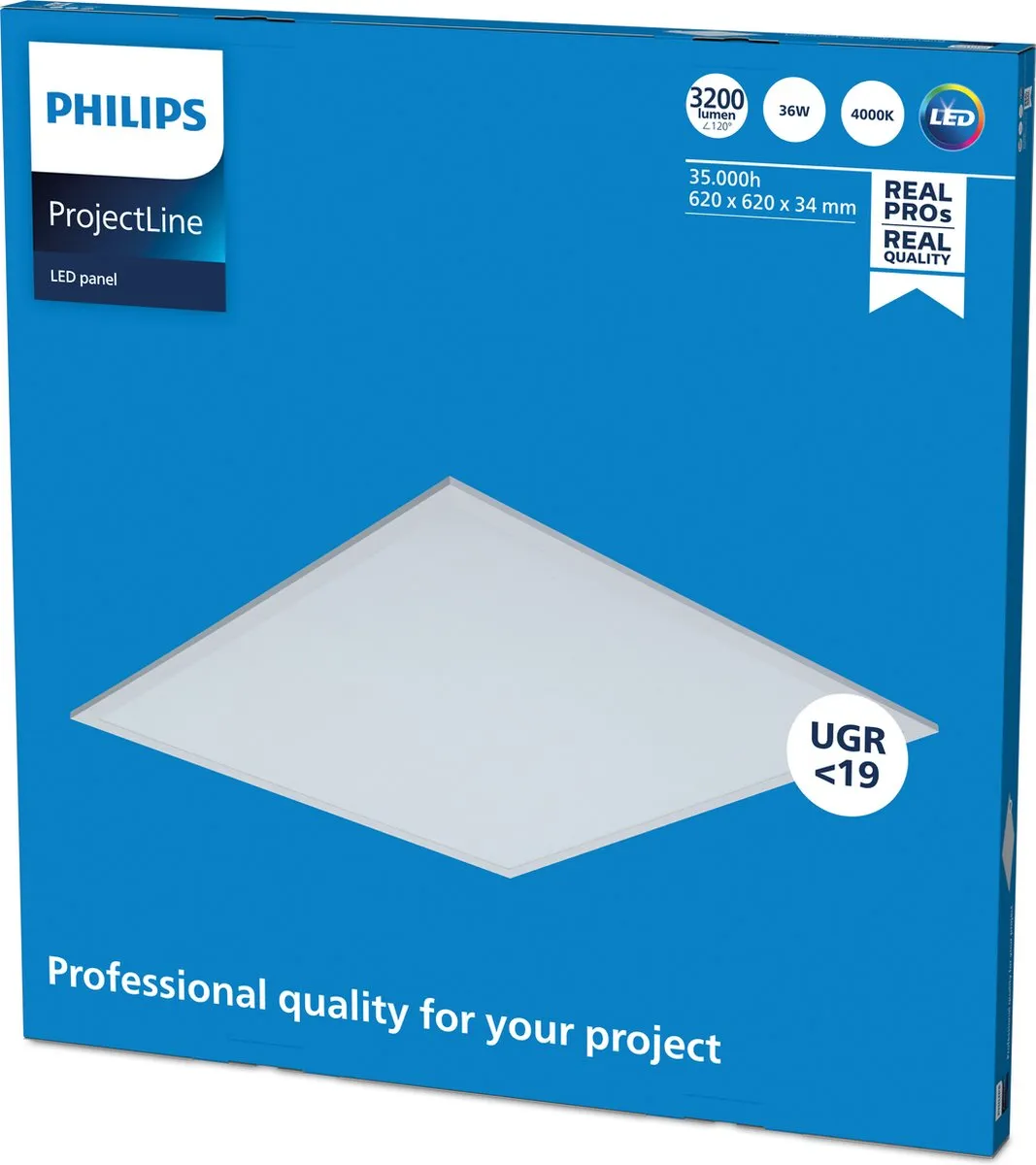 Philips ProjectLine Inbouwpaneel 36W 62x62 - Koelwit 4000K