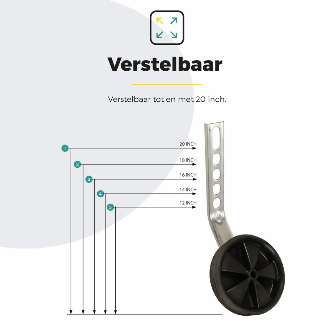 Voltano Zijwieltjes 12-20 Inch - Zwart