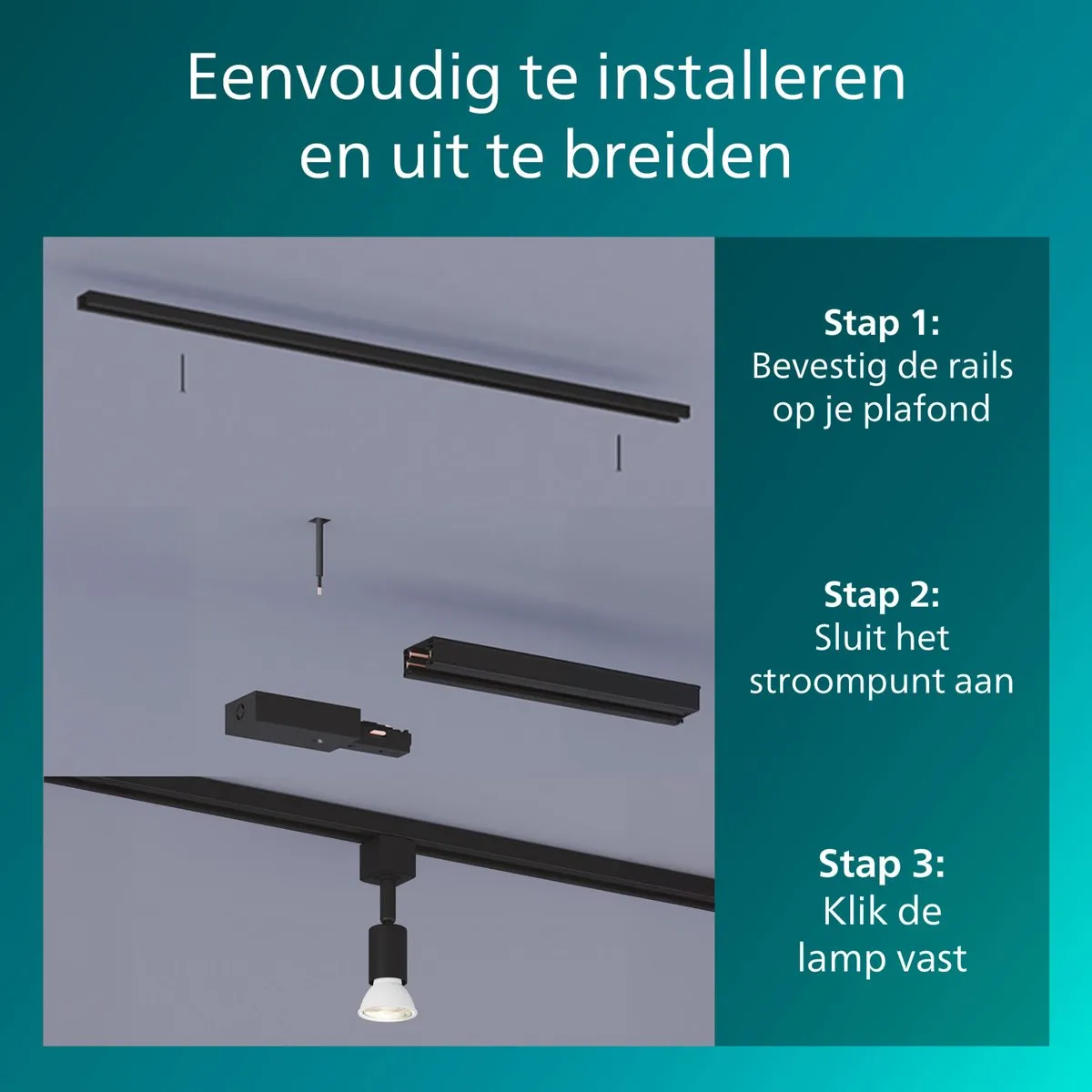 Philips EasyLink Tobia Spot GU10 - 3 Stuks - Zwart
