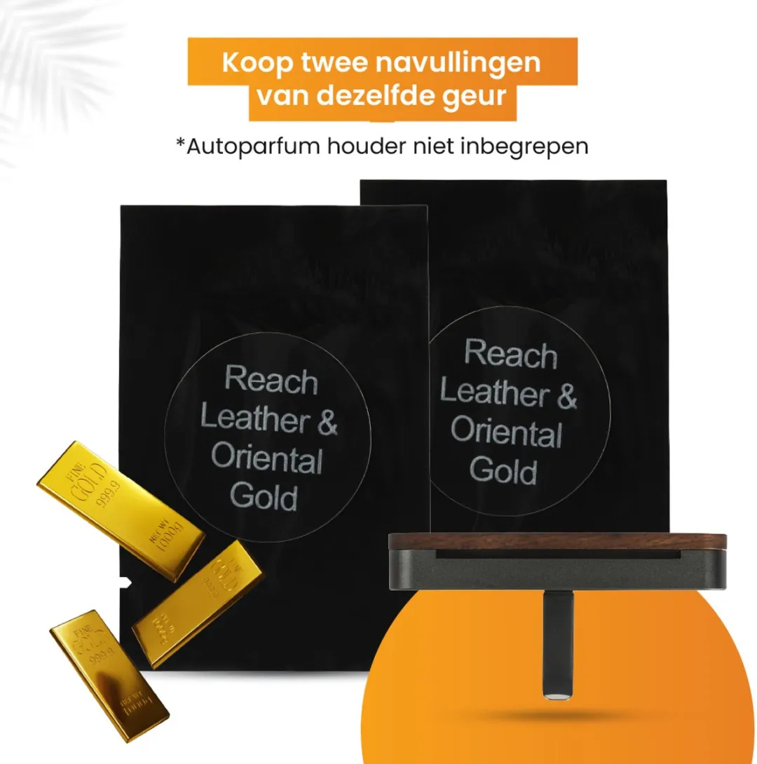 R2B Autoparfum Navulling Rijk Leer & Oosters Goud - 2x10ml