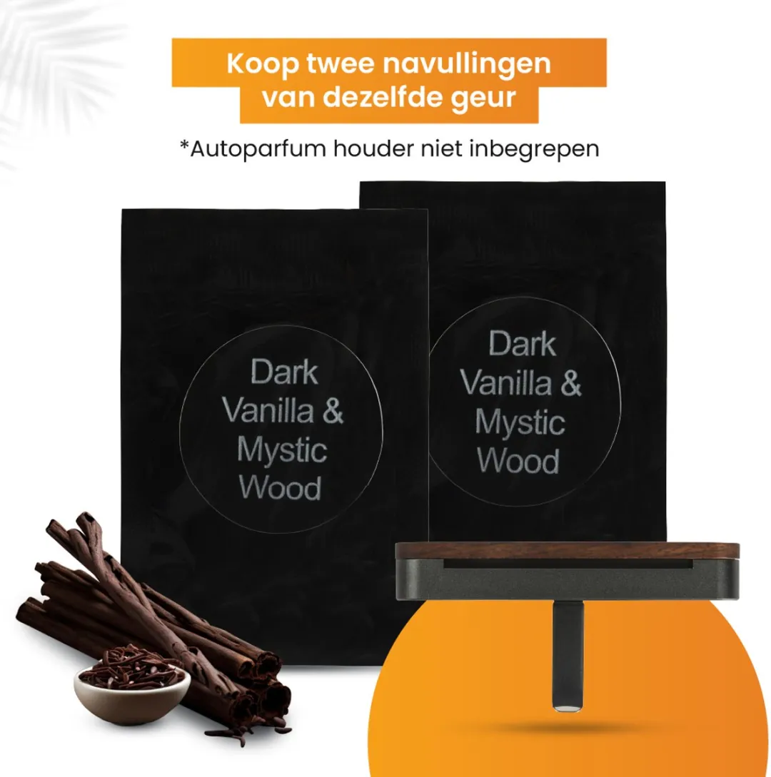 R2B Autoparfum Navulling Donkere Vanille & Mystiek Hout - 2 Stuks