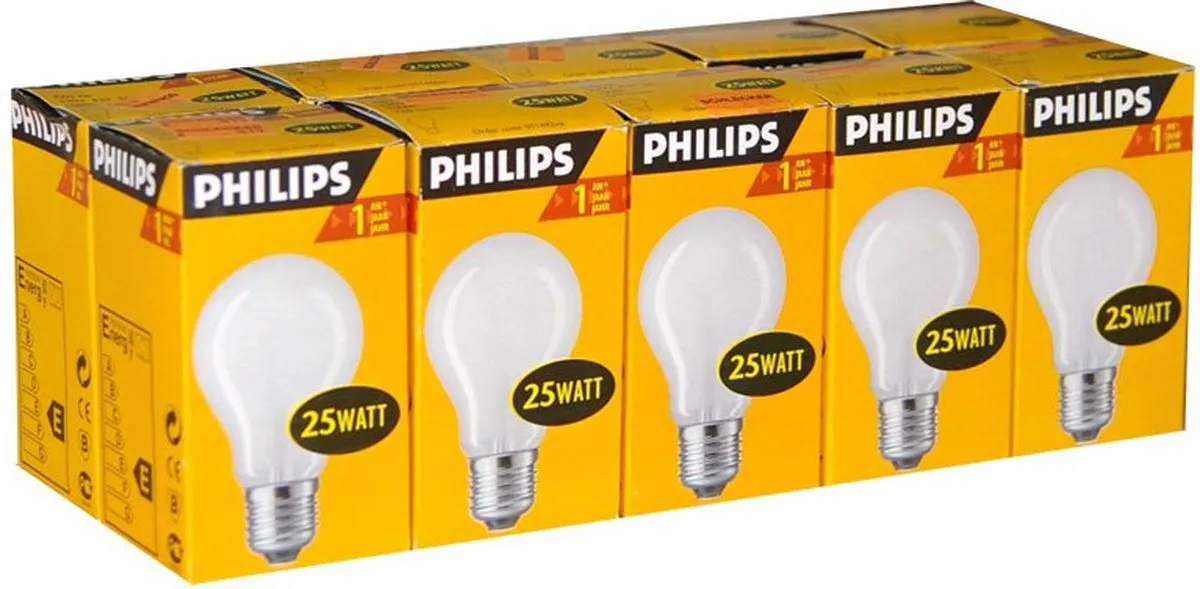 Philips Standaard Gloeilamp Mat 25W E27 - 10 Stuks