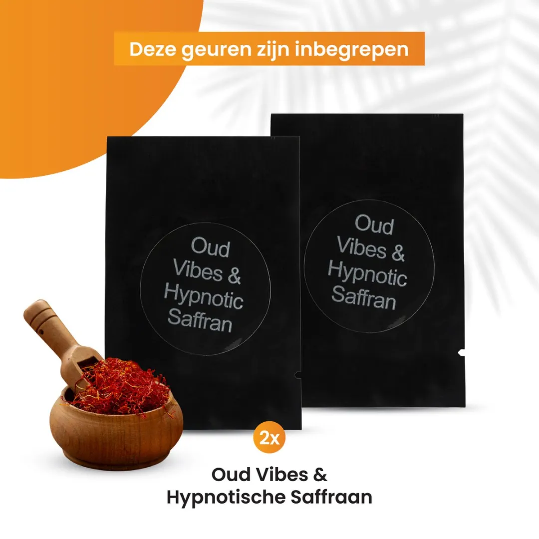 R2B Autoparfum Navulling Oud Vibes & Hypnotische Saffraan - 2x10ml