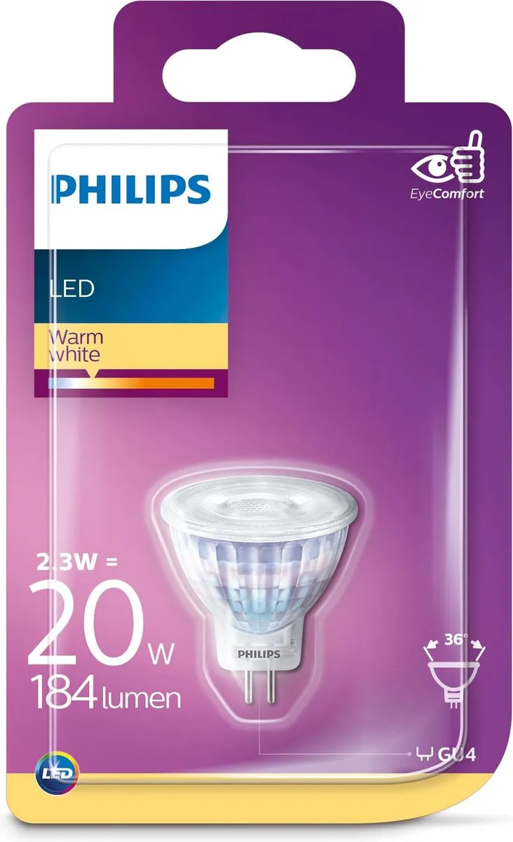 Philips LED GU4 MR11 2.3W - 2700K Kleurenmix
