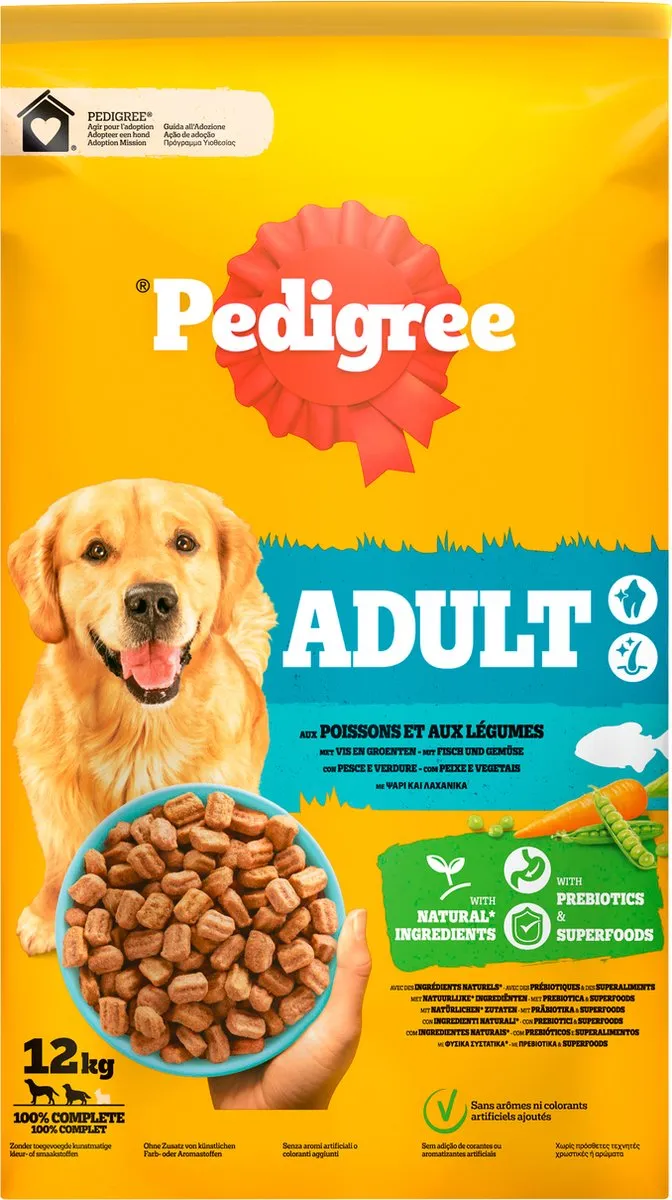 Pedigree Adult Hondenbrokken Vis & Groenten 12kg