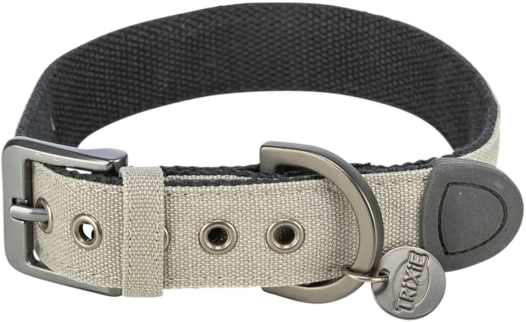 TRIXIE HALSBAND HOND CITYSTYLE EXTRA BREED KATOEN LICHTGRIJS 45-52X3 CM