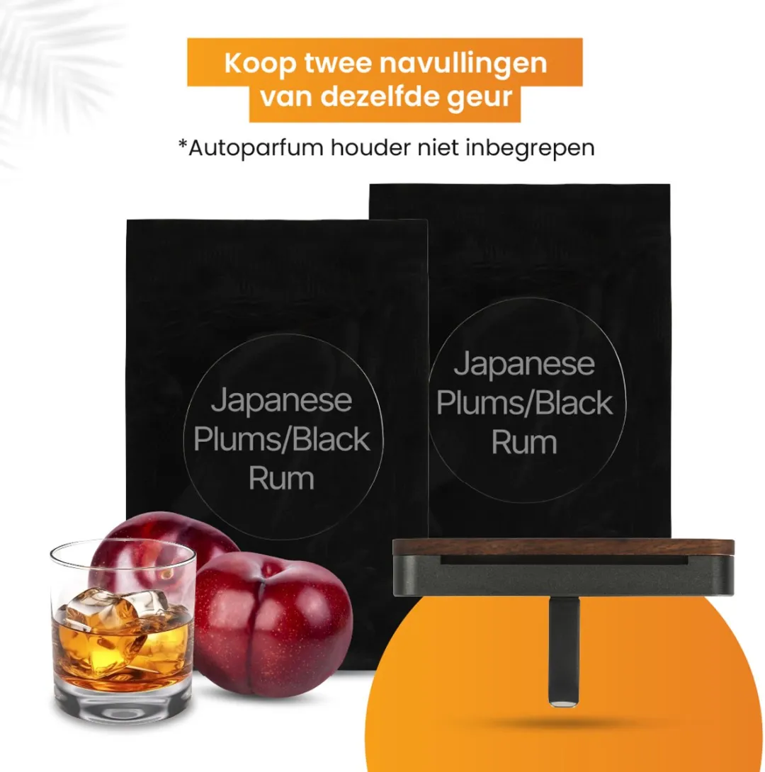 R2B Autoparfum Navulling Japanse Pruim & Zwarte Rum - 2x10ml