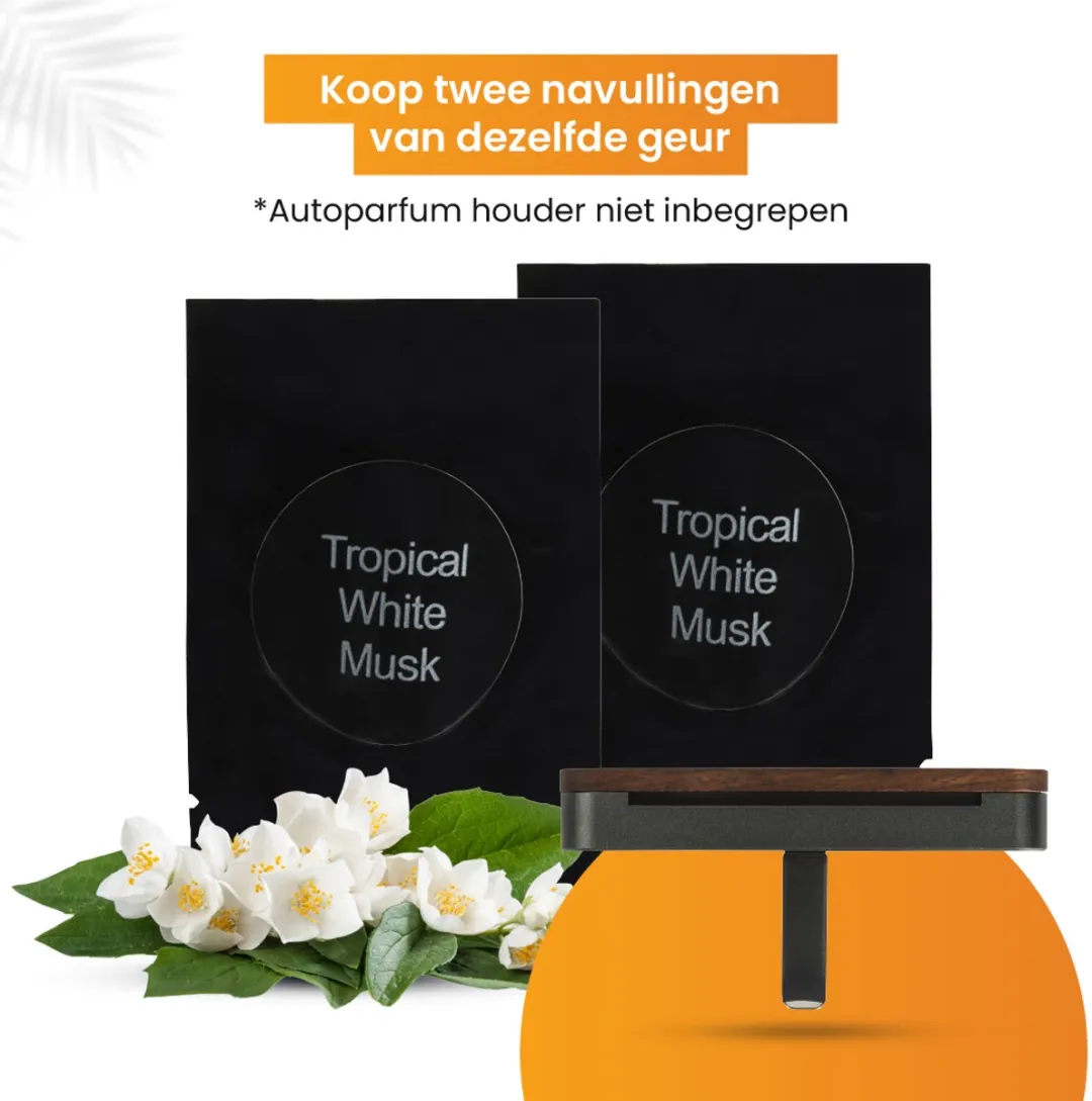 R2B Autoparfum Navulling Tropische Witte Muskus - 2x10ml