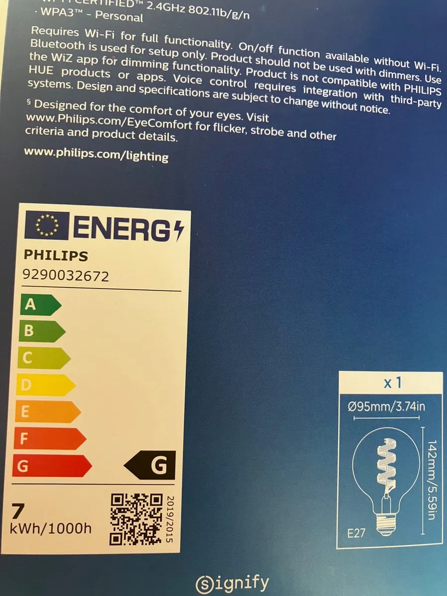 Philips Filament 40W G95 E27 RGB - Helder glas