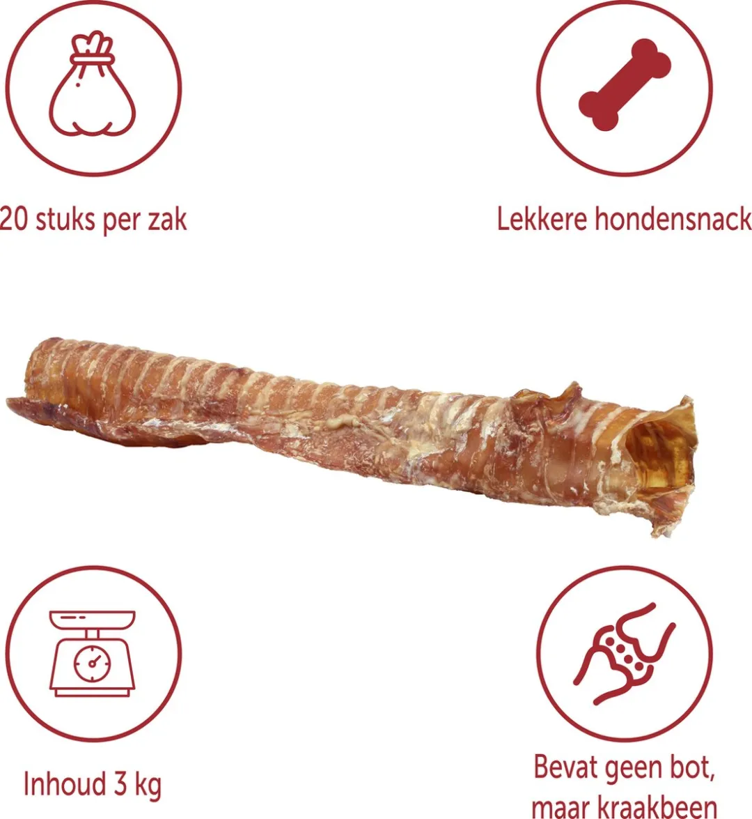 Topdiervoeding.nl Gedroogde Runderluchtpijp - 20 Stuks