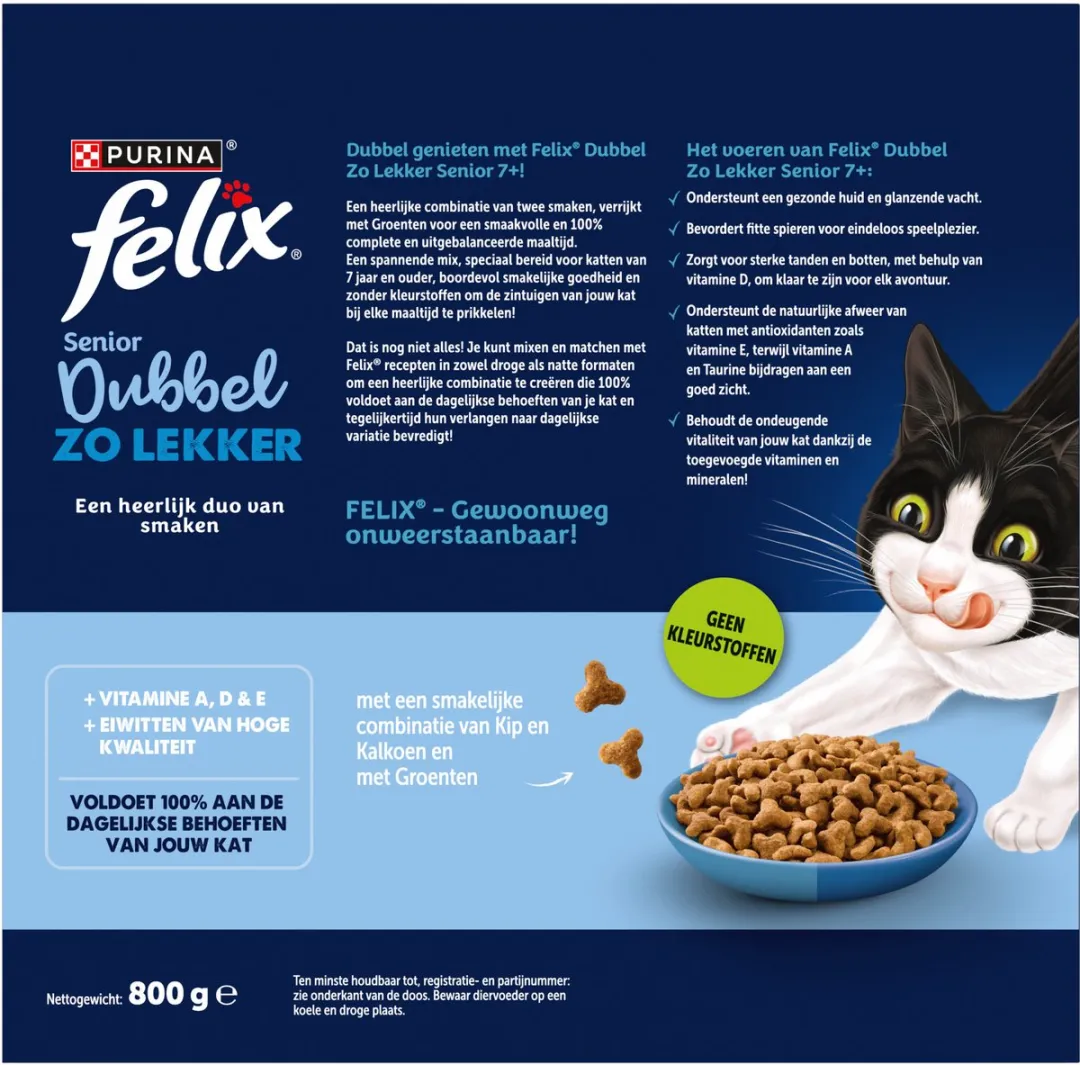 Felix Dubbel Zo Lekker Senior Kip & Kalkoen - 5x800g