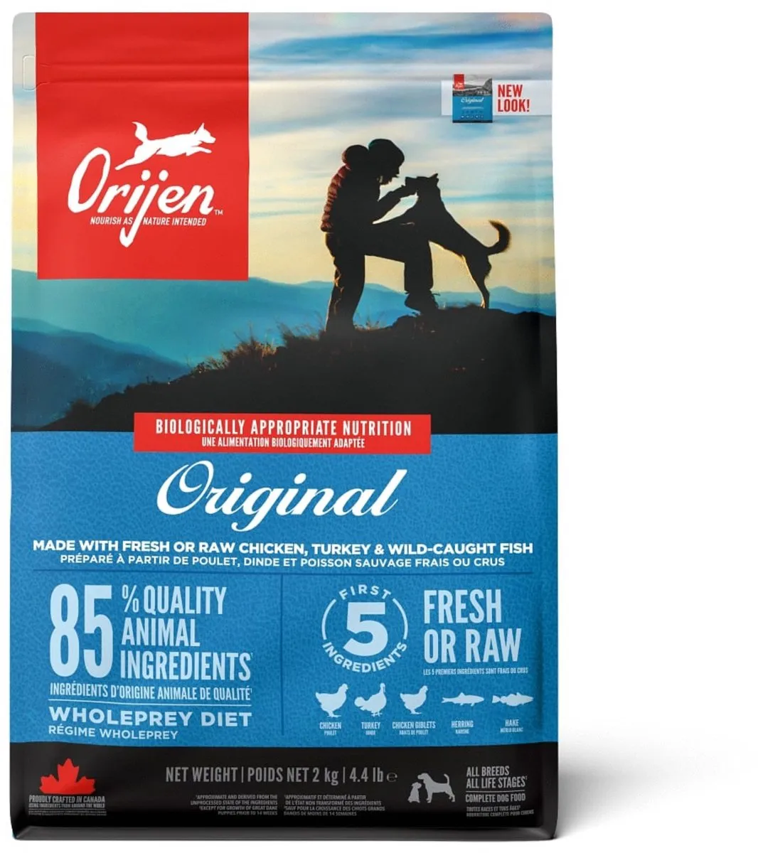 Orijen Whole Prey Original Dog Kip & Kalkoen - 2 kg