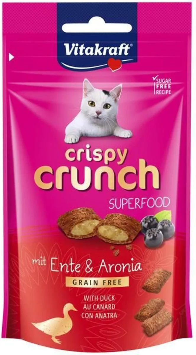 Vitakraft Crispy Crunch Kattensnack Eend & Zwartebessen - 8x60g