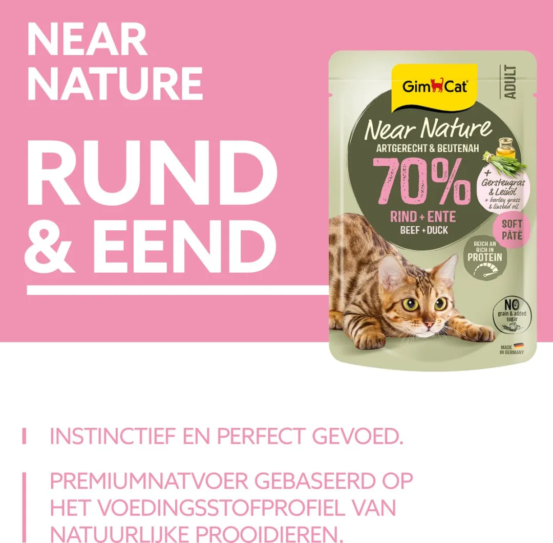 GimCat Near Nature Rund & Eend Kattenvoer - 16x85g