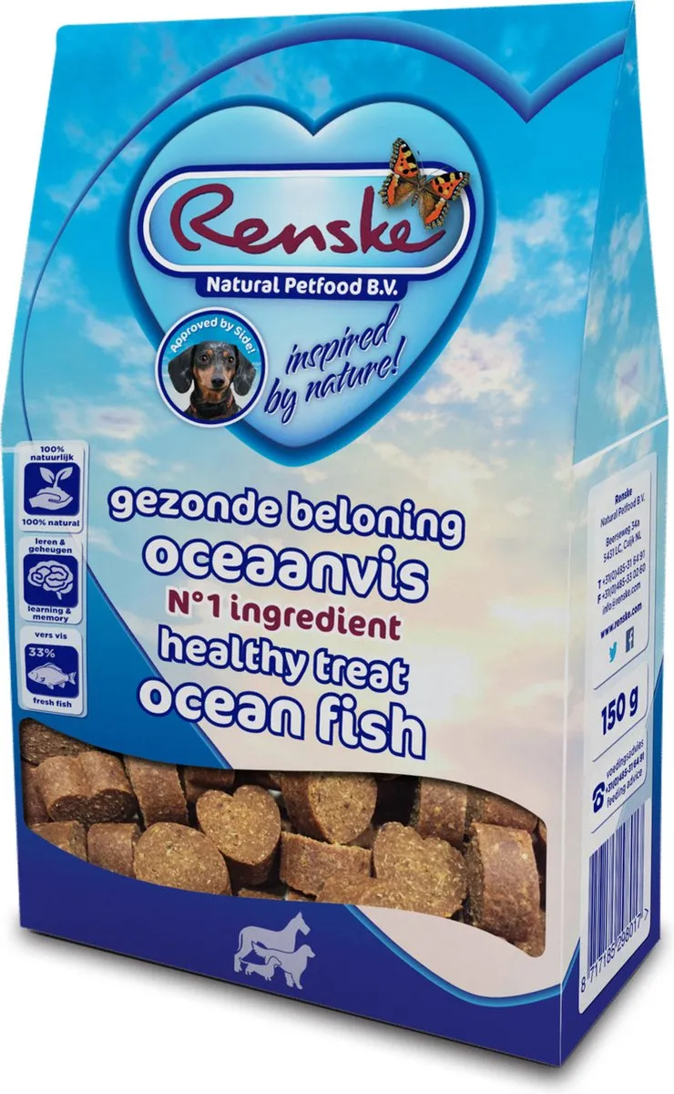 Renske Gezonde Beloning Hartjes Vis Hondensnack 150g