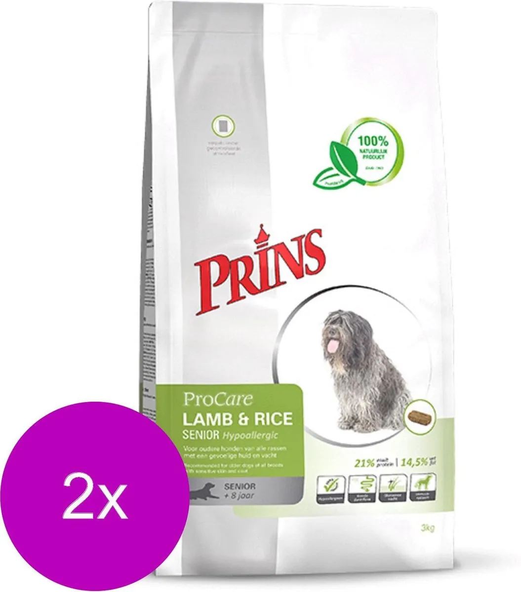 Prins Procare Hypo-Allergic Senior Hondenvoer Lam Rijst 6kg