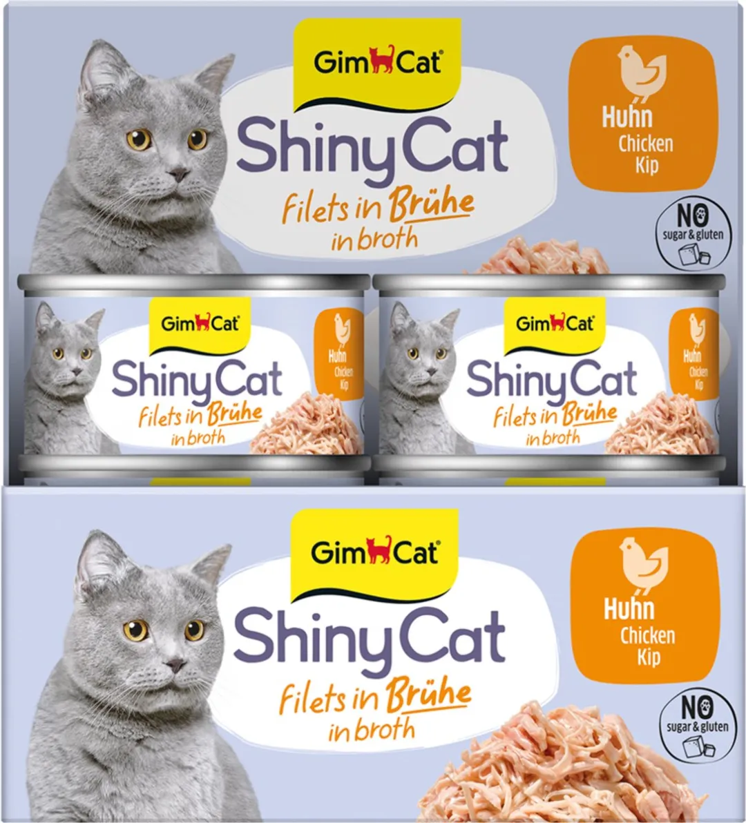 GimCat ShinyCat Filets in Broth Kip - 24 Stuks