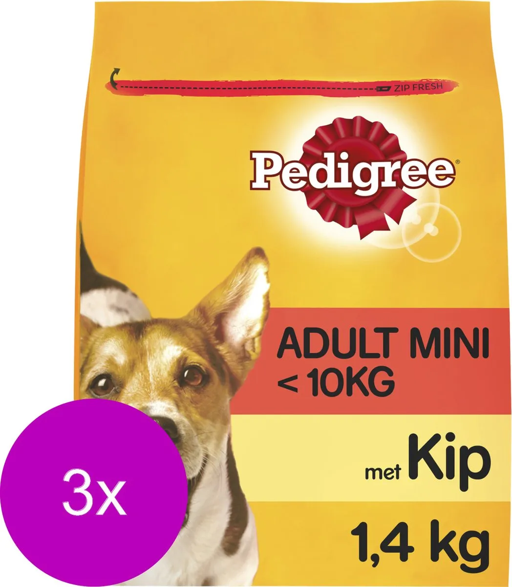 Pedigree Adult Mini Menu Kip Hondenvoer - 3x1.4kg