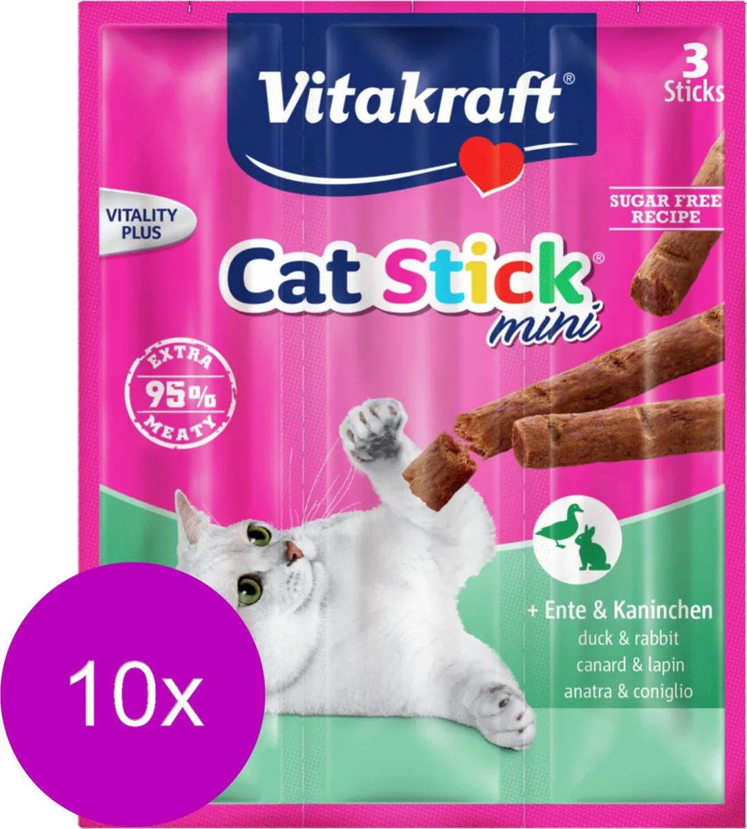 Vitakraft Cat-Stick Mini Eend & Konijn - 30 Stuks