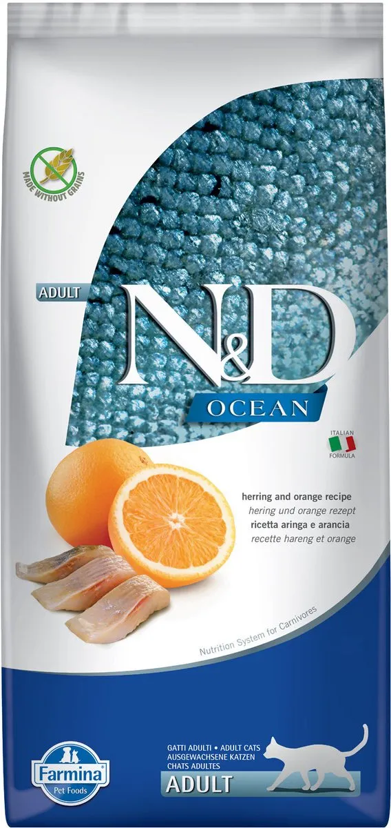 Farmina N&D Ocean Adult Kat - Haring & Sinaasappel 1,5kg
