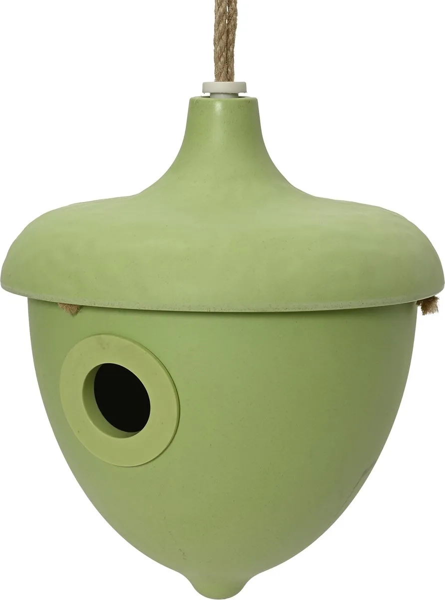 Decoris Vogelhuisje met bad/voederschaal - Groen - Bamboe