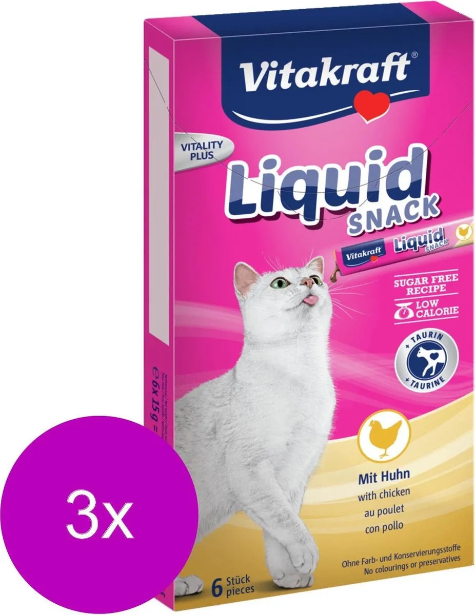 Vitakraft Cat Liquid Snack Kip - 18 Stuks (3x6)