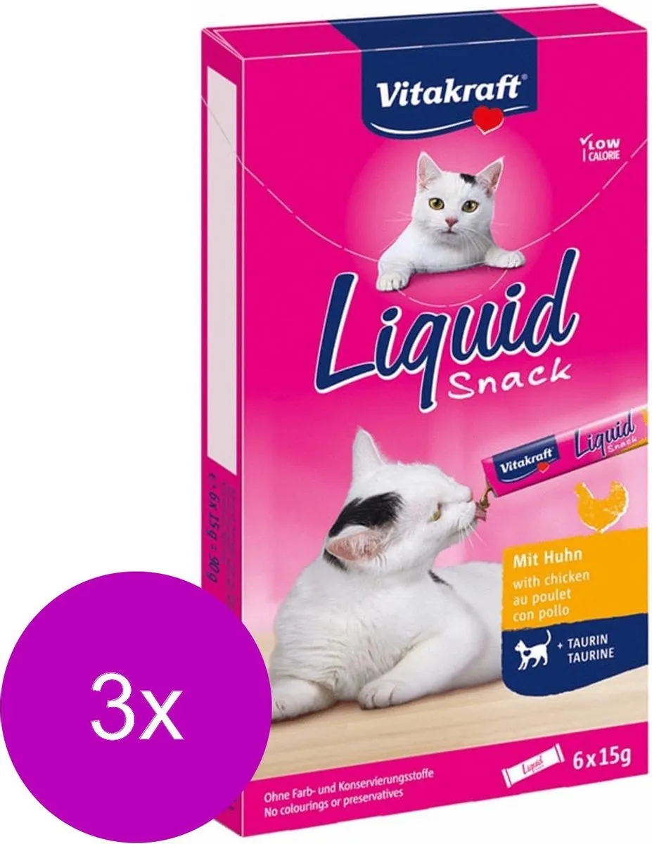 Vitakraft Cat Liquid Snack Kip - 18 Stuks (3x6)