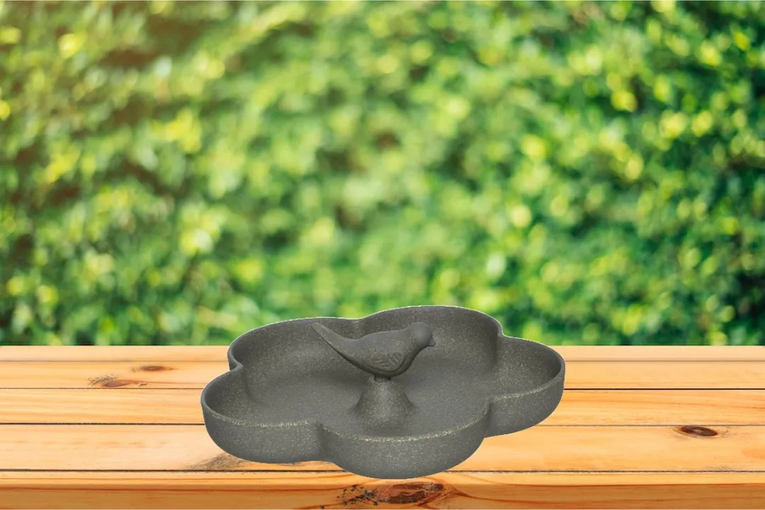 Decoris Vogelbad Bamboe Hout Antracietgrijs 23cm