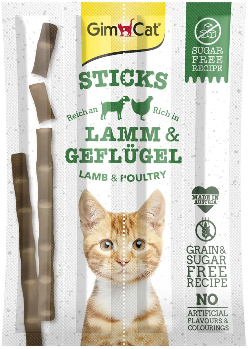 GimCat Sticks Lam Gevogelte - 4 Stuks