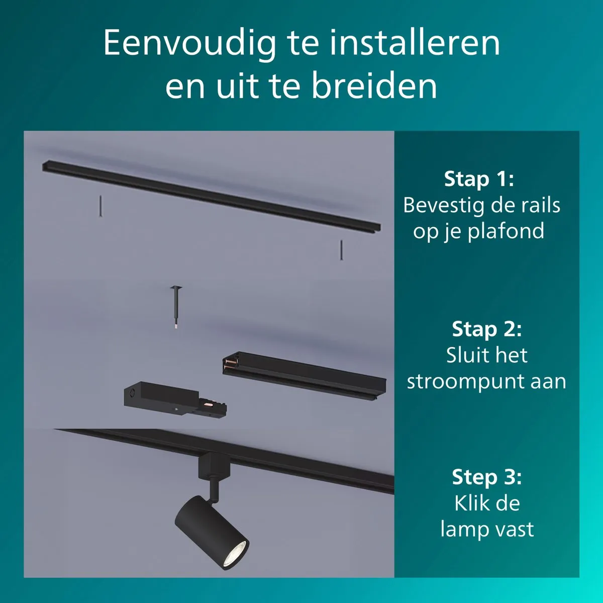 Philips EasyLink I-vormige Connector - Railverlichting - Zwart