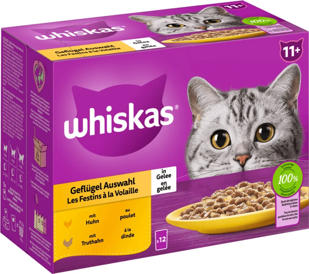 Whiskas 11+ Gevogelte Selectie Gelei 12x85g